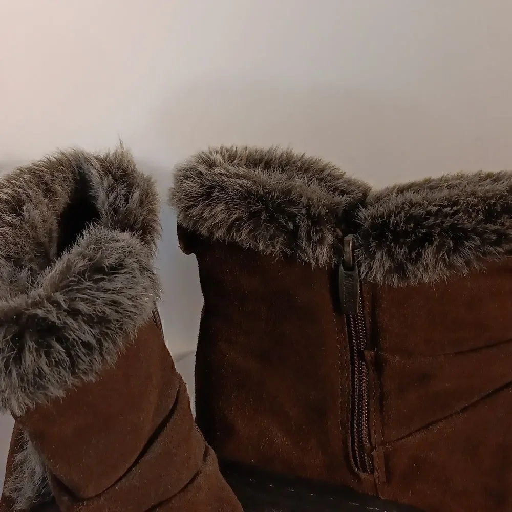 Khombu Brown Suede Faux Fur Lined Boots